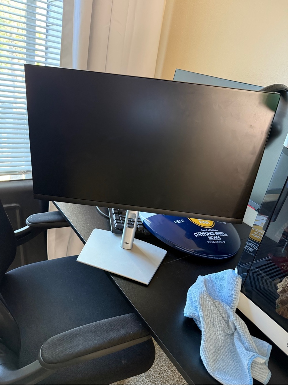 Dell Black Monitor with Silver Stand for Home Office